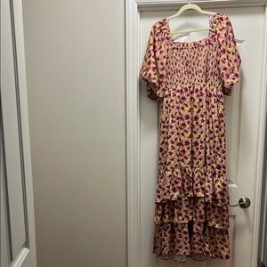 English Factory Pink Puff Sleeve Sundress
